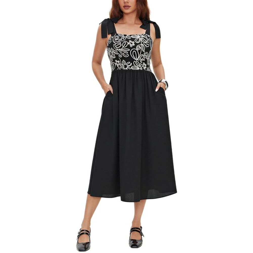 Amina Glam Womens  Midi Dress, Black